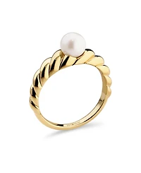 Devata Freshwater Pearl on Rope Ring Gold Plated Sterling Silver, 9