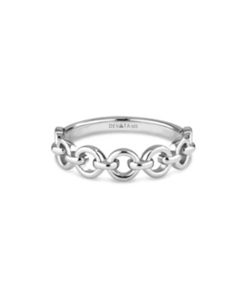 Devata Cable Link Ring In Rhodium Plated Sterling Silver Size 8