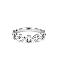 Devata Cable Link Ring In Rhodium Plated Sterling Silver Size 8
