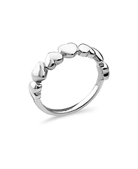 Devata Sweet Heart Ring in Rhodium Plated Sterling Silver, Size 8