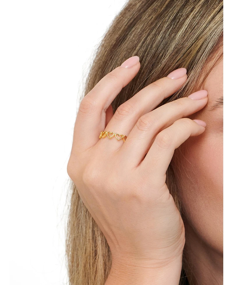 Devata Open Heart Eternity Ring in Gold Plated Sterling Silver