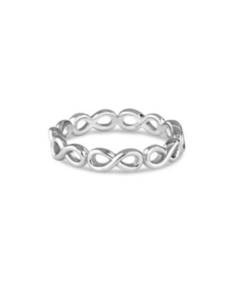 Devata Infinity Eternity Ring In Rhodium Plated Sterling Silver Size 7
