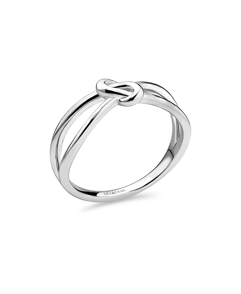 Devata Love Knot Ring in Rhodium Plated Sterling Silver