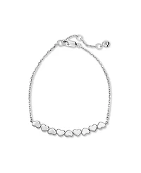 Devata Sweet Heart Chain Bracelet in Rhodium Plated Sterling Silver, Adj 6.5/7.0/7.5 inch