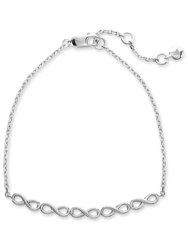 Devata Infinity Chain Bracelet in Rhodium Plated Sterling Silver, Adj 6.5/7.0/7.5 inch