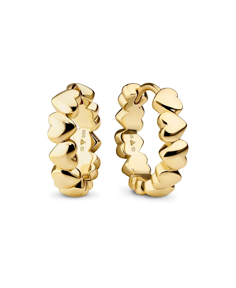 Devata Sweet Heart Hoop Earrings in Gold Plated Sterling Silver