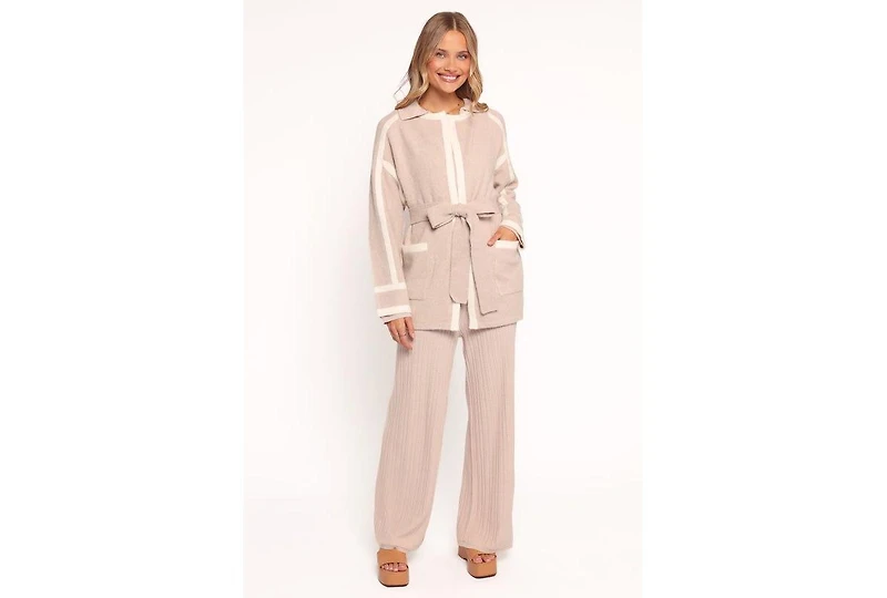 Petal and Pup Women's Maloney Tie Front Coatigan - Beige S/M