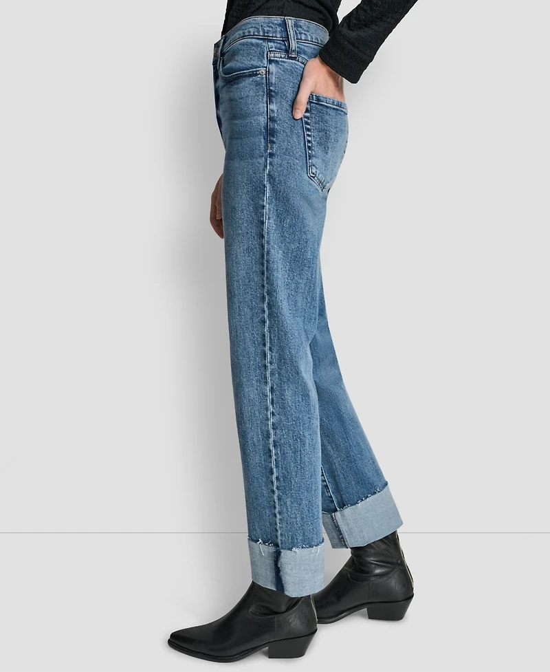Dkny Jeans Women's High-Rise Classic Cuffed Straight-Leg