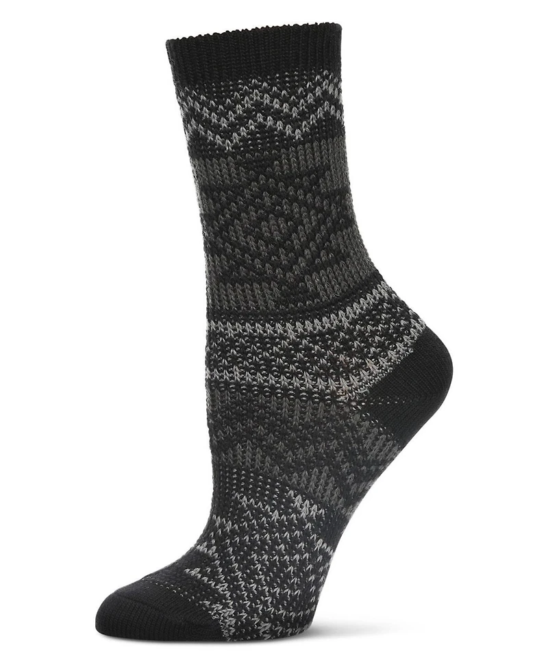 MeMoi Women's Diamond Line Fashion Soft-Fit Crew Sock