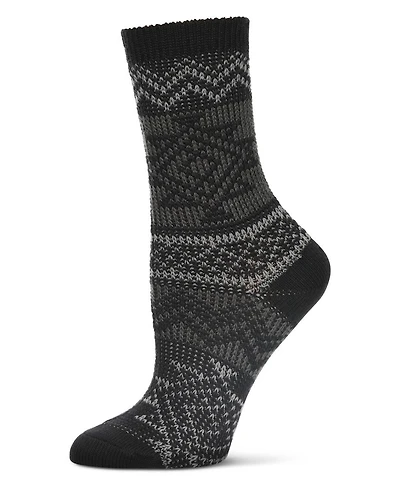 MeMoi Women's Diamond Line Fashion Soft-Fit Crew Sock