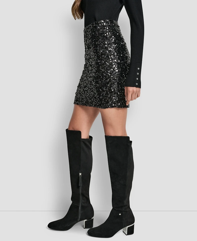 Dkny Jeans Women's Sequin Embellished Mini Skirt