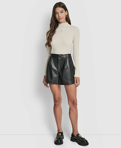 Dkny Jeans Women's High-Rise Faux-Leather Shorts - BLK