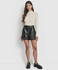Dkny Jeans Women's High-Rise Faux-Leather Shorts - BLK