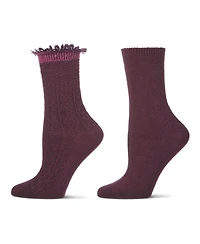 MeMoi Women's 2 Pair Combed Cotton-Rich Crew Socks