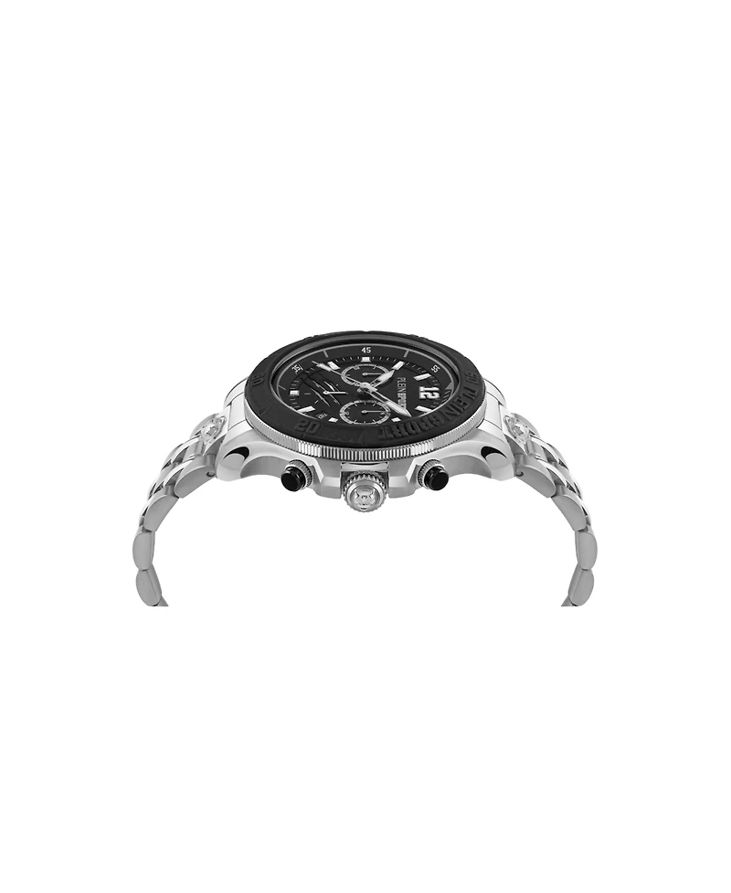 Plein Sport Mens Warrior Tech Chronograph Date Quartz Stainless Steel Bracelet 47.5MM