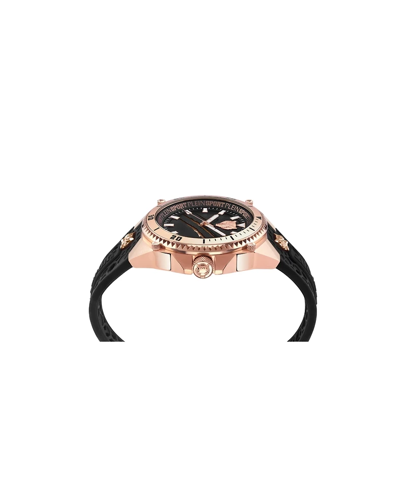 Plein Sport Mens Thunder Force 3 Hand Quartz Black Silicone Strap 47mm