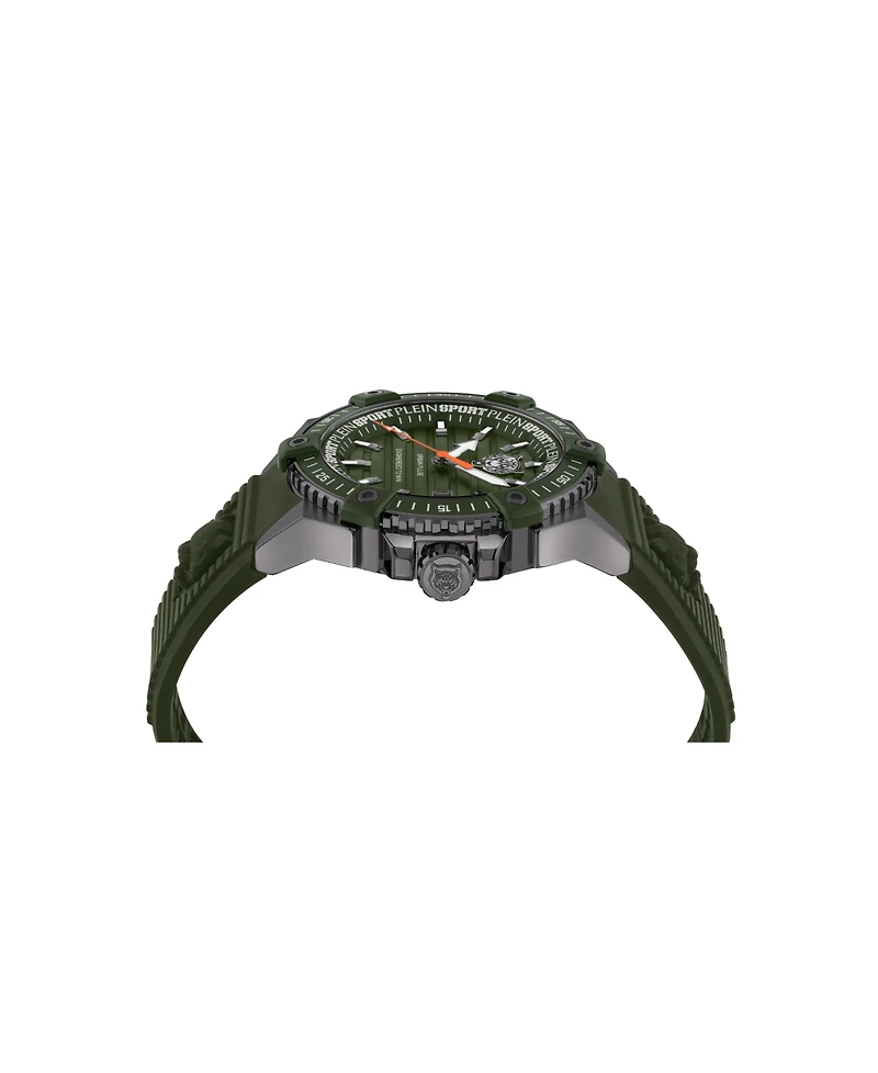 Plein Sport Mens Urban Pulse 3 Hand Date Quartz Green Silicone Strap 47MM