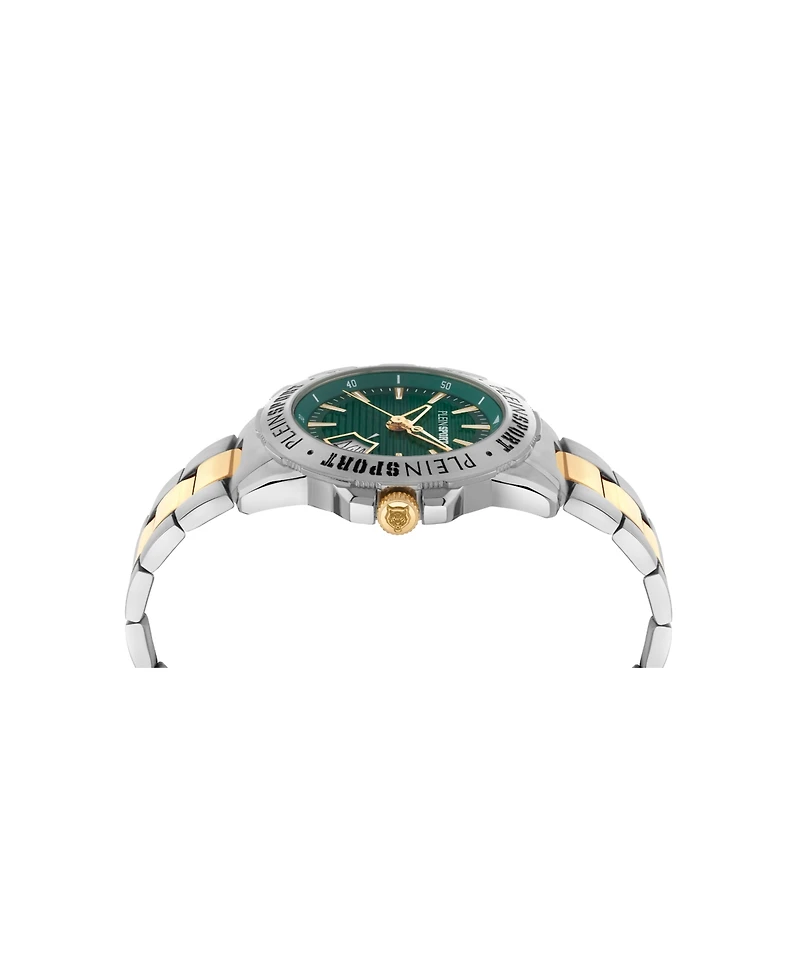 Plein Sport Mens Rampage 3 Hand Date Quartz Two Tone Bracelet 44MM