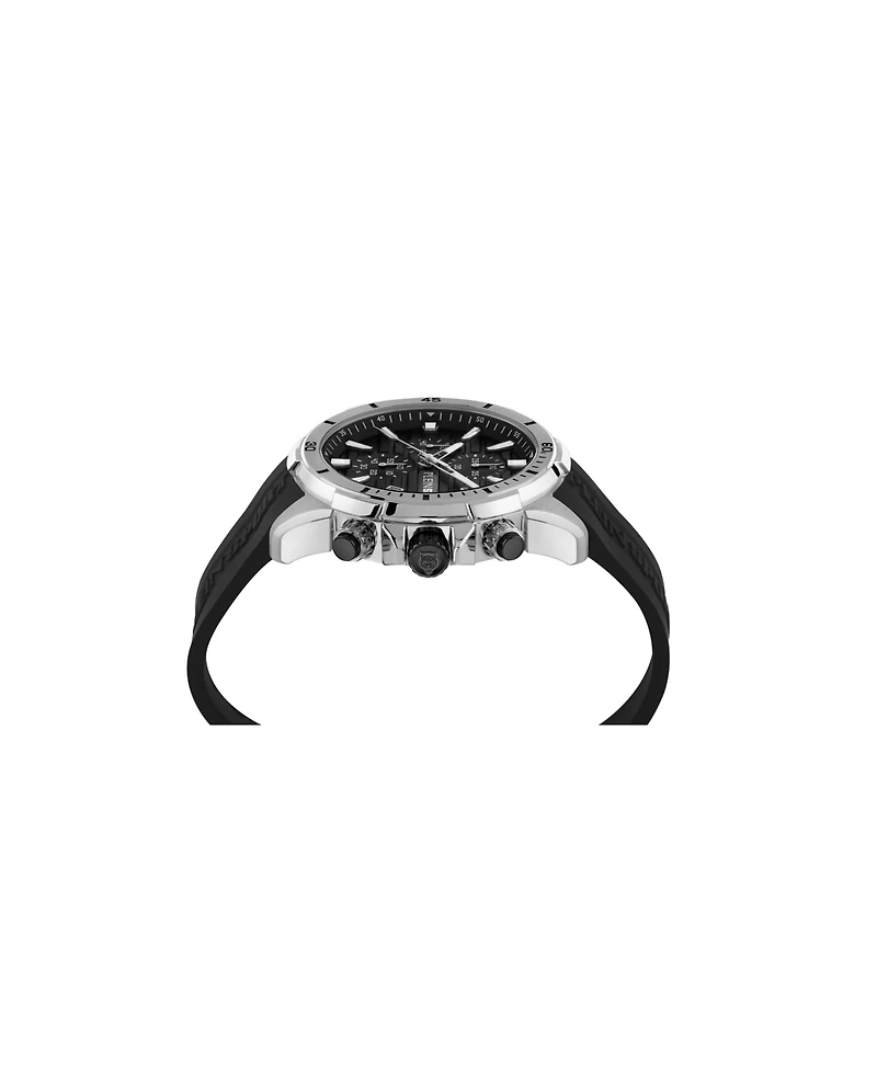 Plein Sport Mens Impact Chronograph Date Quartz Black Silicone Strap 46MM