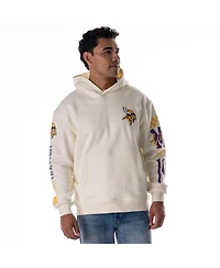 The Wild Collective Men's and Women's Cream Minnesota Vikings Stacked Graphic Sleeve Fleece Hoodie