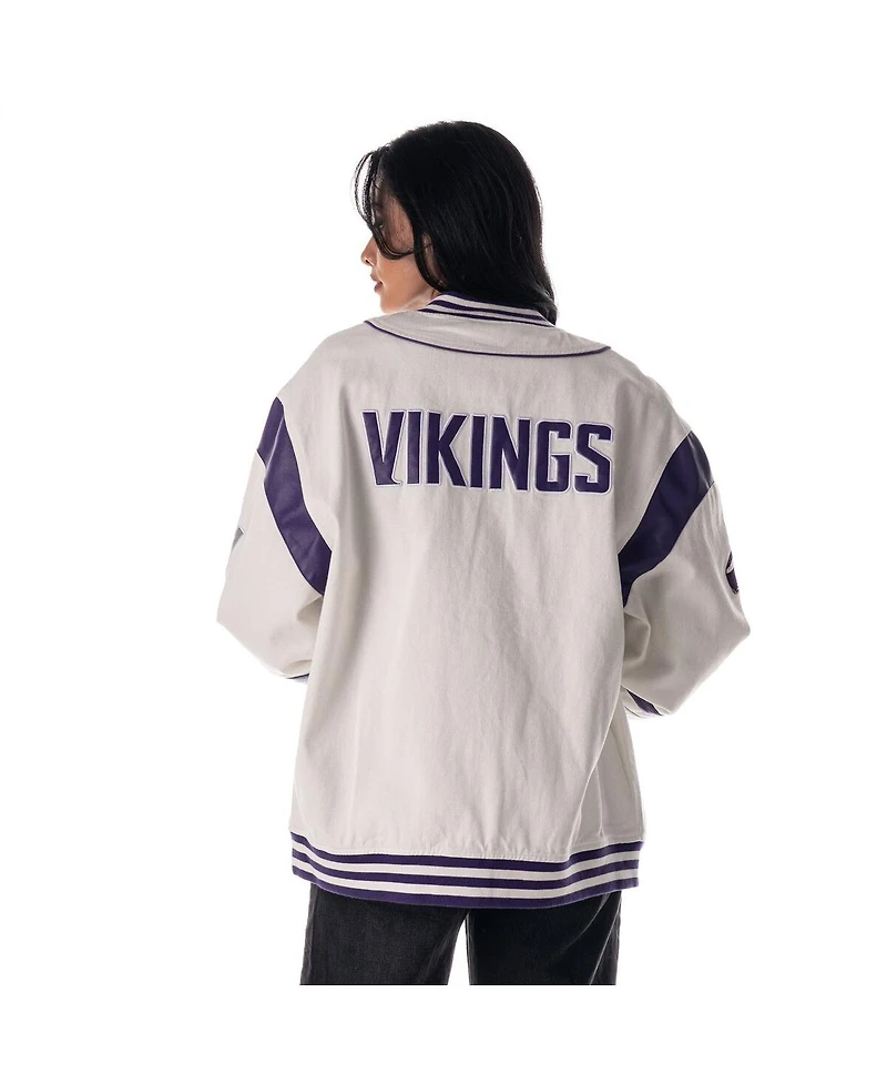 The Wild Collective Men's and Women's White Minnesota Vikings Oversized Retro Full-Zip Jacket