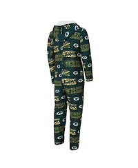 Concepts Sport Men's Green Bay Packers Shuffle All-Over-Print Microfleece Full-Zip Union Suit