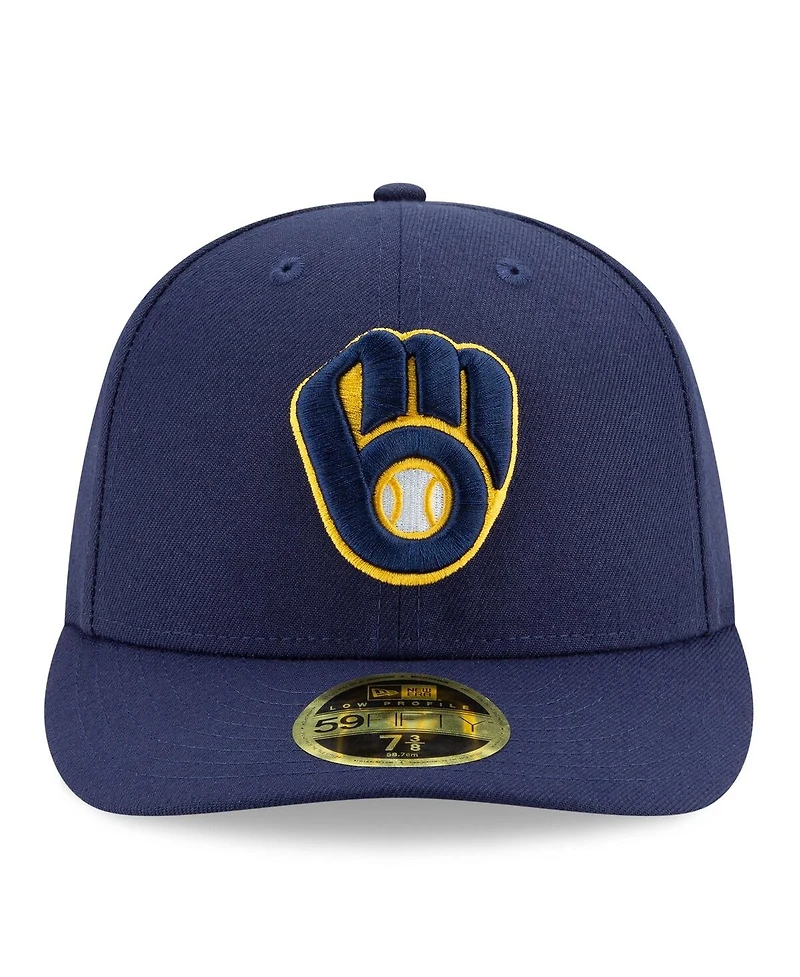 New Era Men's Navy Milwaukee Brewers 2025 Mlb Postseason Side Patch Low Profile 59FIFTY Fitted Hat