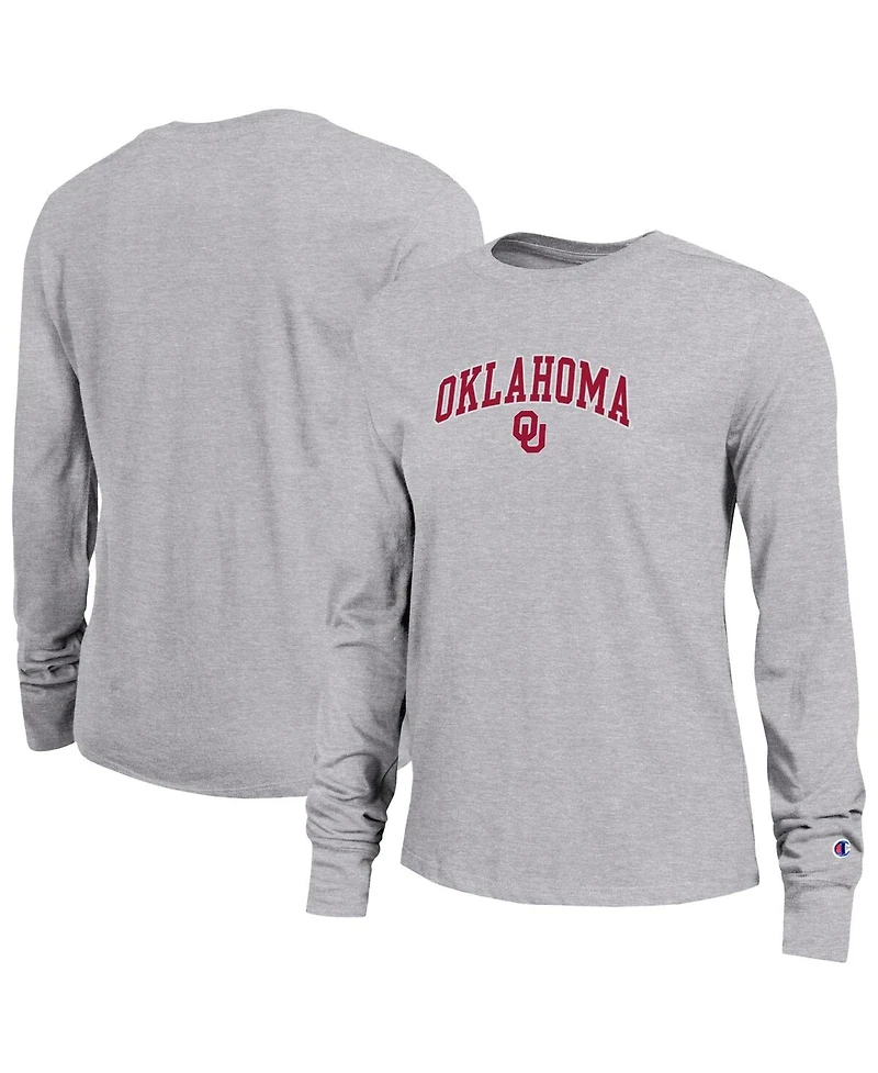Champion Women's Gray Oklahoma Sooners Arch Over Logo Long Sleeve T-Shirt