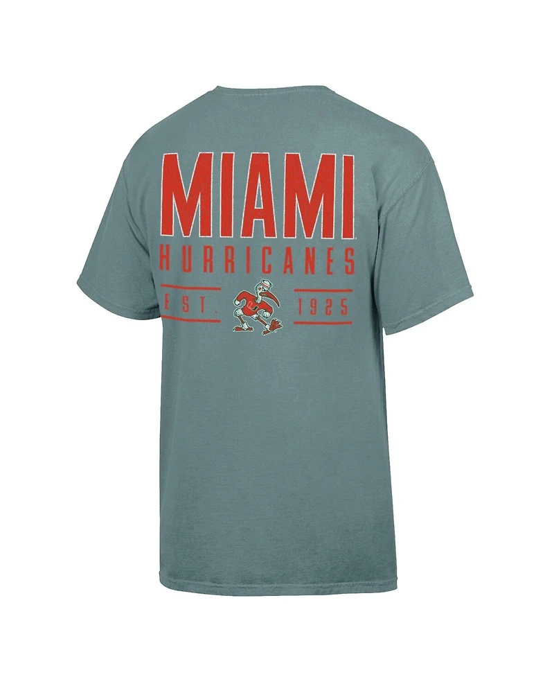 Comfortwash Men's Green Miami Hurricanes Big Name T-Shirt