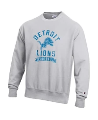 Champion Men's Heather Gray Detroit Lions Reverse Weave Fleece Pullover Sweatshirt