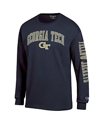 Champion Men's Navy Georgia Tech Yellow Jackets Arch Over Logo 2-Hit Long Sleeve T-Shirt