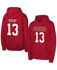 Outerstuff Big Boys and Girls Brock Purdy Scarlet San Francisco 49ers Mainliner Player Name Number Hoodie