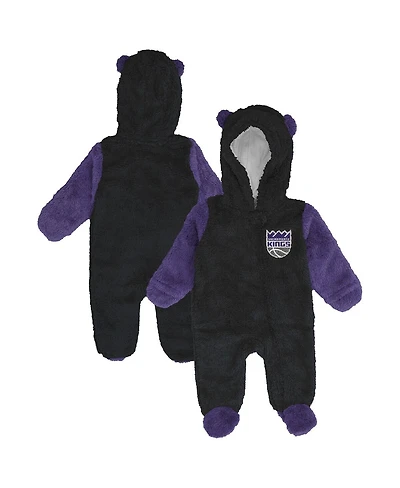 Outerstuff Baby Boys and Girls Newborn Black Sacramento Kings Stay Napping Fleece Bunting Full-Zip Sleeper