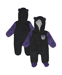 Outerstuff Baby Boys and Girls Newborn Black Sacramento Kings Stay Napping Fleece Bunting Full-Zip Sleeper