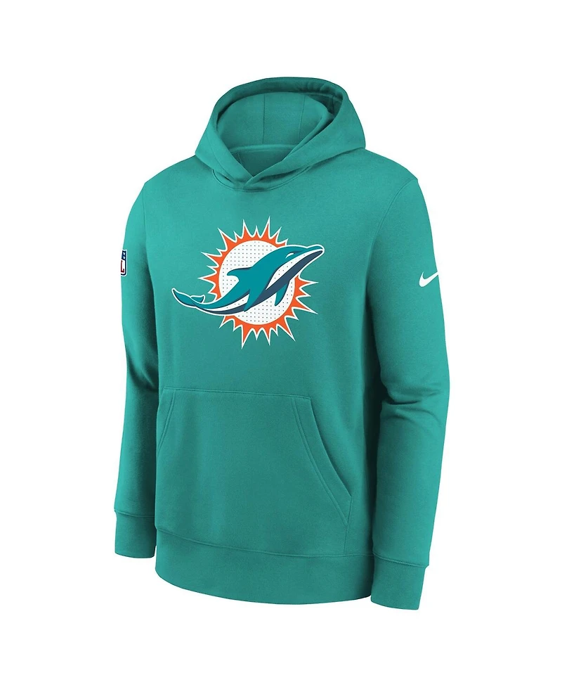 Nike Big Boys and Girls Aqua Miami Dolphins Sideline Club Fleece Hoodie