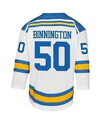 Outerstuff Big Boys and Girls Jordan Binnington White St. Louis Blues Away Replica Player Jersey