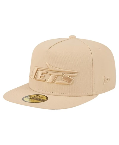 New Era Men's Beige New York Jets Color Pack A-Frame 59FIFTY Fitted Hat