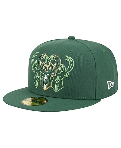 New Era Men's Hunter Green Milwaukee Bucks Tri-Hit 59Fifty Fitted Hat