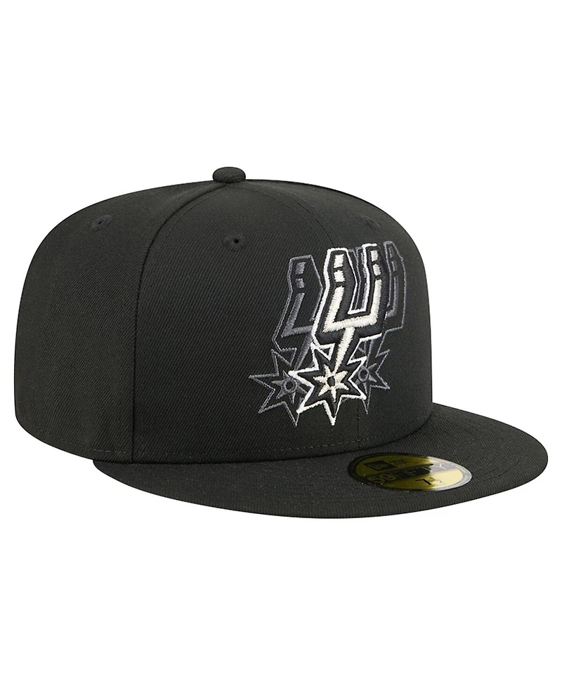 New Era Men's Black San Antonio Spurs Tri-Hit 59Fifty Fitted Hat