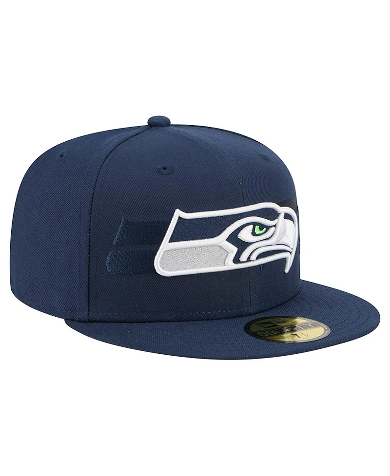 New Era Men's College Navy Seattle Seahawks Tri-Hit 59FIFTY Fitted Hat