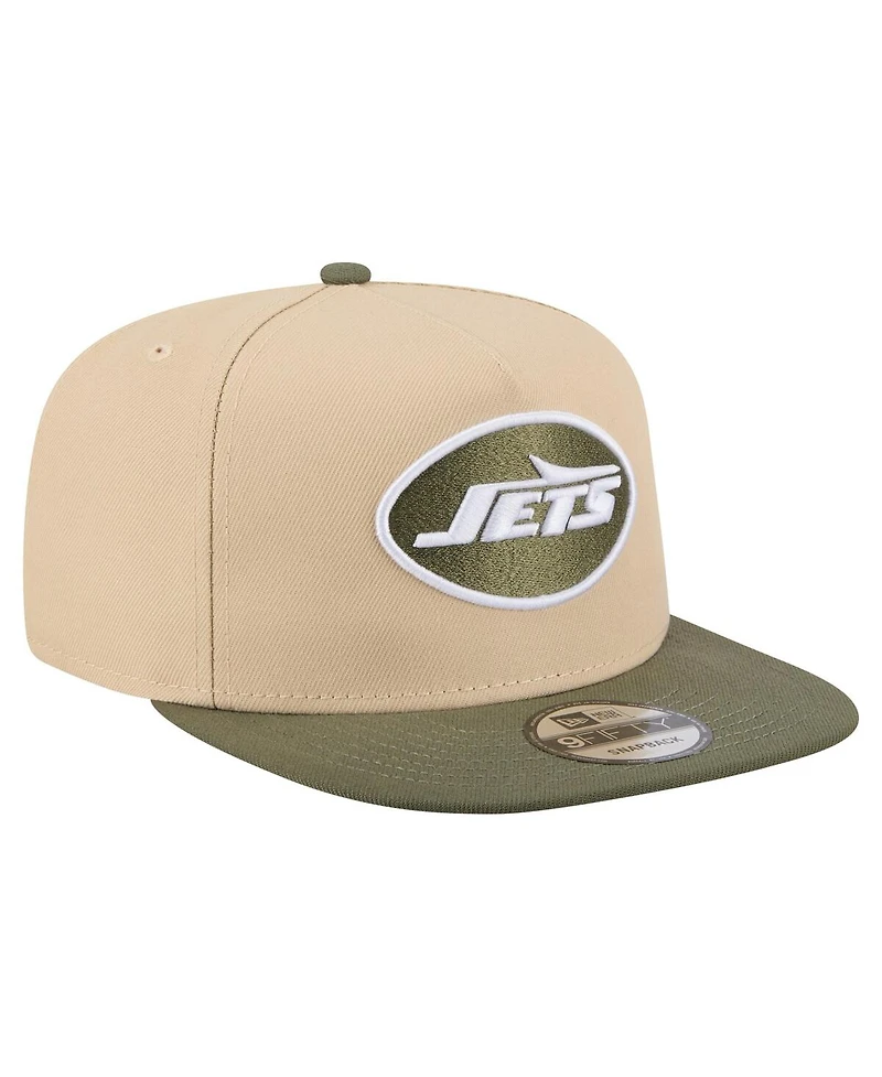 New Era Men's Khaki/Olive New York Jets Color Pack A-Frame 9FIFTY Snapback Hat
