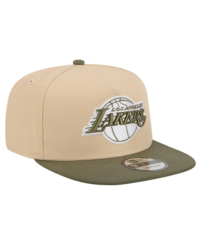 New Era Men's Khaki/Olive Los Angeles Lakers Color Pack Two-Tone A-Frame 9FIFTY Snapback Hat