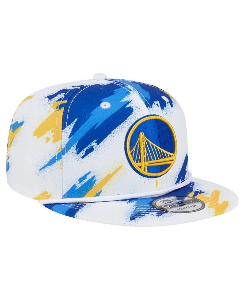 New Era Men's White Golden State Warriors Paint 9FIFTY Snapback Hat
