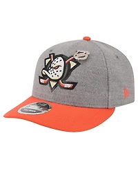 New Era Men's Gray/Black Anaheim Ducks Wool Pin Low Profile 9FIFTY Snapback Hat