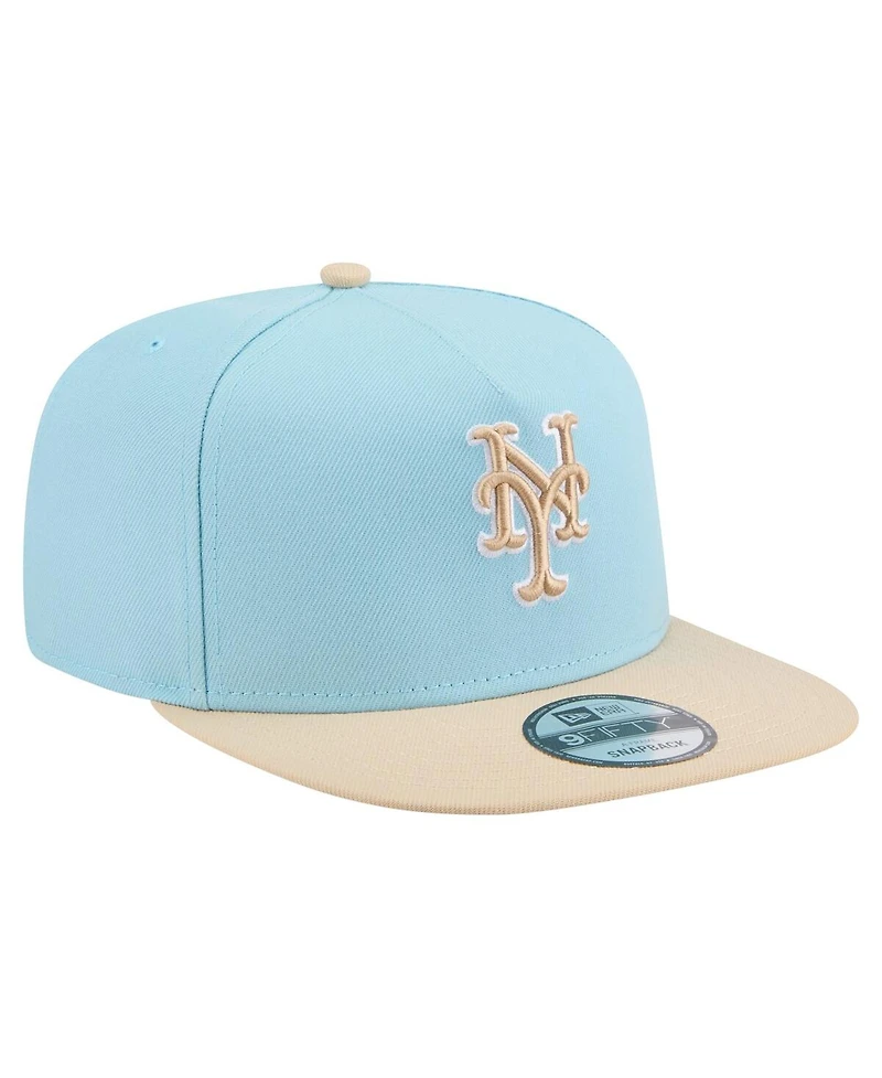 New Era Men's Light Blue/Light Beige New York Mets Color Pack A-Frame 9FIFTY Snapback Hat