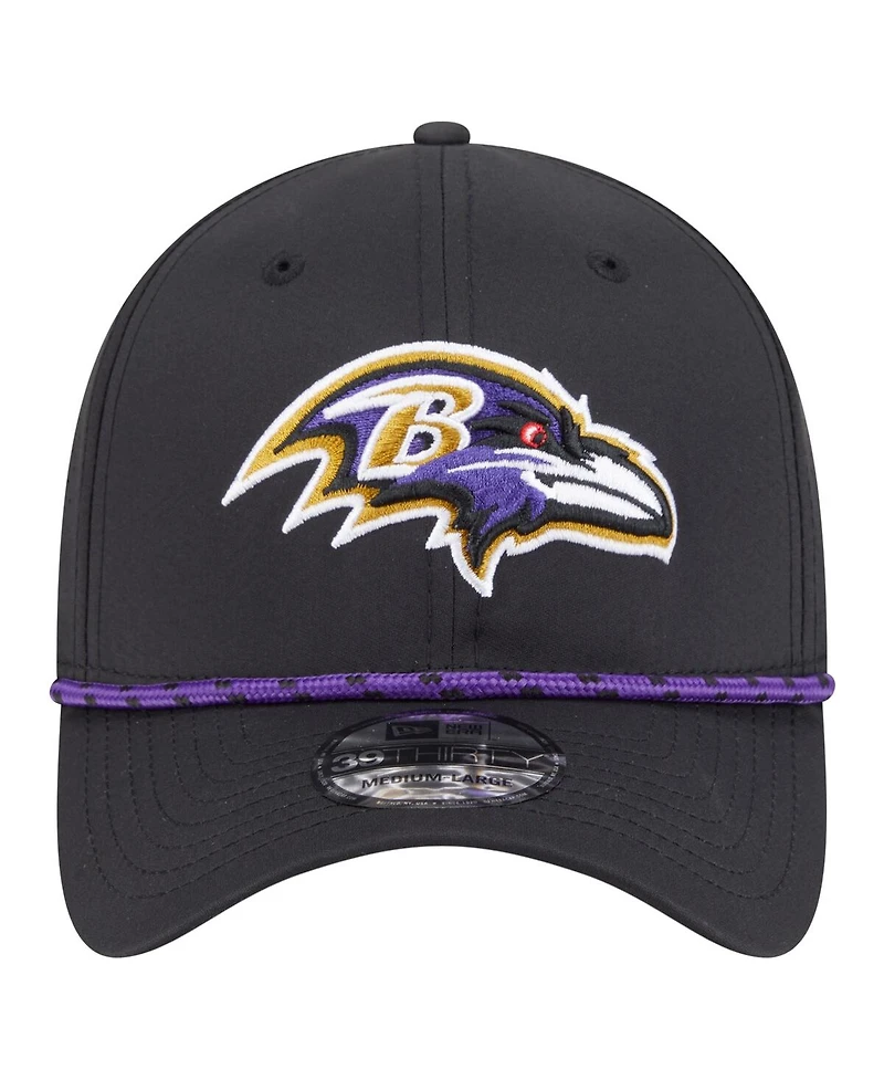 New Era Men's Black Baltimore Ravens Perforated 39THIRTY Flex Hat