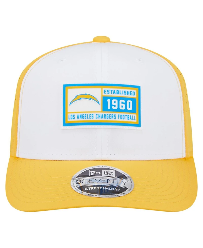 New Era Men's White/Yellow Los Angeles Chargers Established Patch 9SEVENTY Adjustable Hat