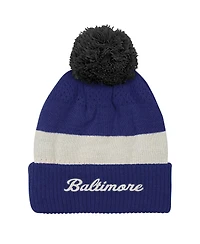 Outerstuff Big Boys and Girls Purple Baltimore Ravens Modern Fan Cuffed with Pom Knit Hat