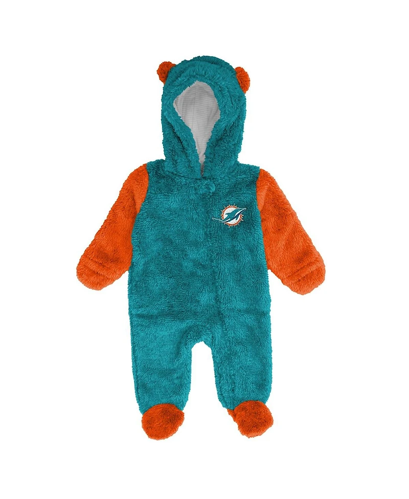 Outerstuff Baby Boys and Girls Aqua Miami Dolphins Stay Napping Fleece Bunting Full-Zip Sleeper