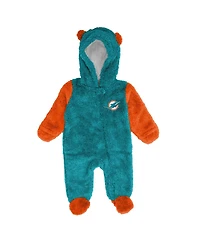 Outerstuff Baby Boys and Girls Aqua Miami Dolphins Stay Napping Fleece Bunting Full-Zip Sleeper